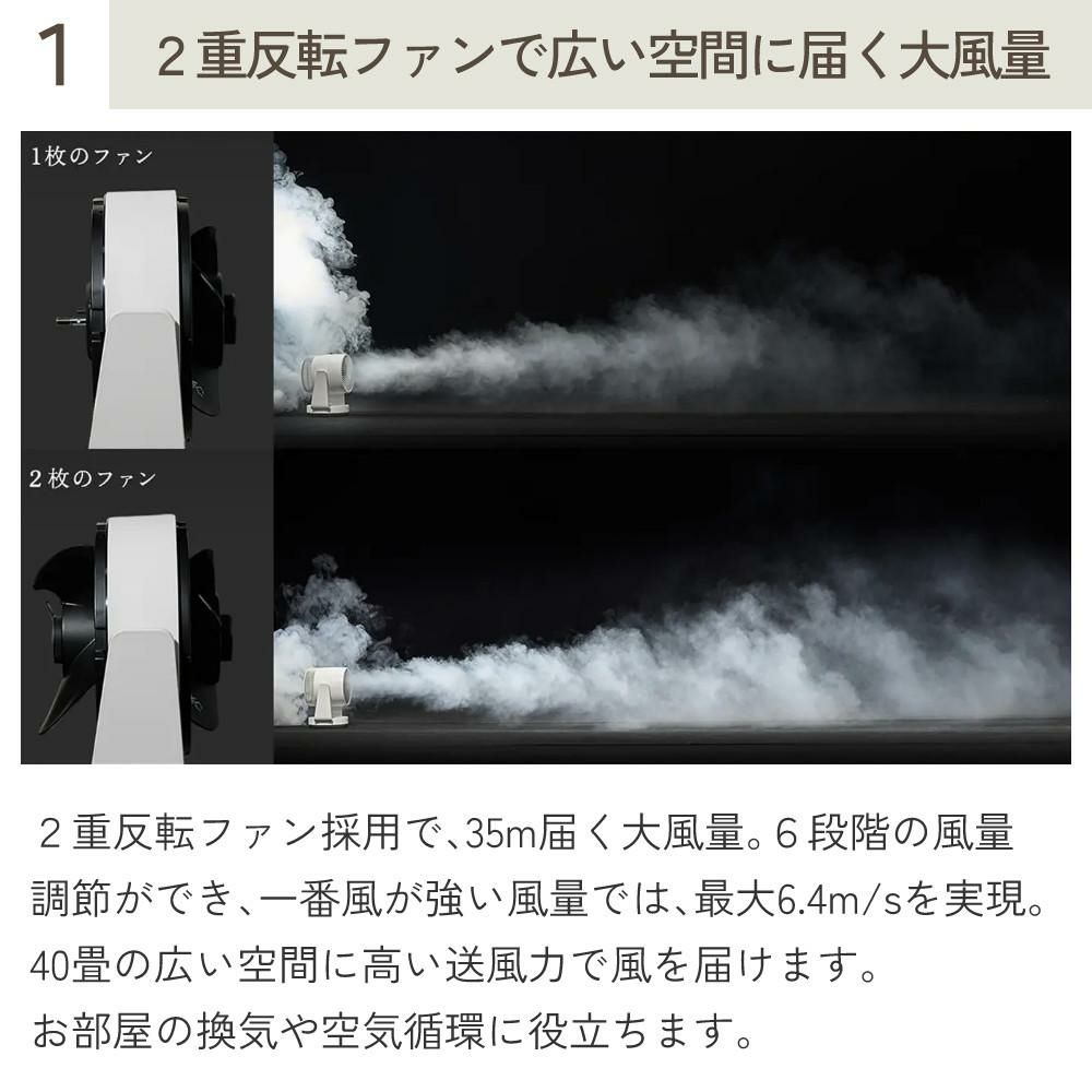 在庫あり リズム サーキュレーター 40畳対応 DCモーター 2重反転ファン 小型 ホワイト 9ZFA39RH08