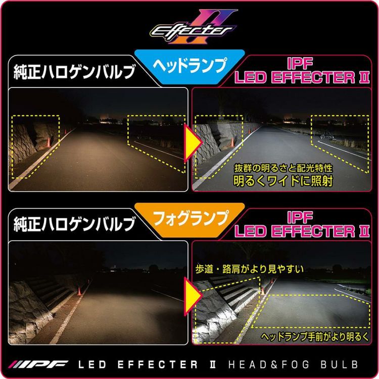 IPF LEDライト LEDヘッドランプバルブ エフェクター2 HIR2 6500K 4200lm 車検対応 E3R1HFB  ラッピング不可