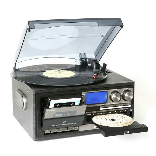 カセットテープ5本付きセット レコードプレーヤー ターンテーブル CDラジカセ ラジオ USB マルチプレーヤー TCD-114 とうしょう  ラッピング不可