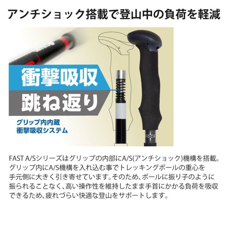 シナノ FAST-115 A/S   スカイ    超軽量アルミ  伸縮タイプ トレッキングポール   95-115cm 3段式調整  2本1組 SINANO