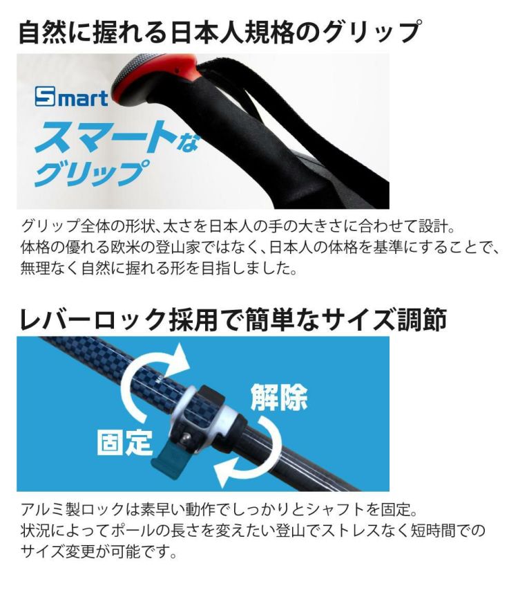 シナノ FAST-115 A/S   スカイ    超軽量アルミ  伸縮タイプ トレッキングポール   95-115cm 3段式調整  2本1組 SINANO