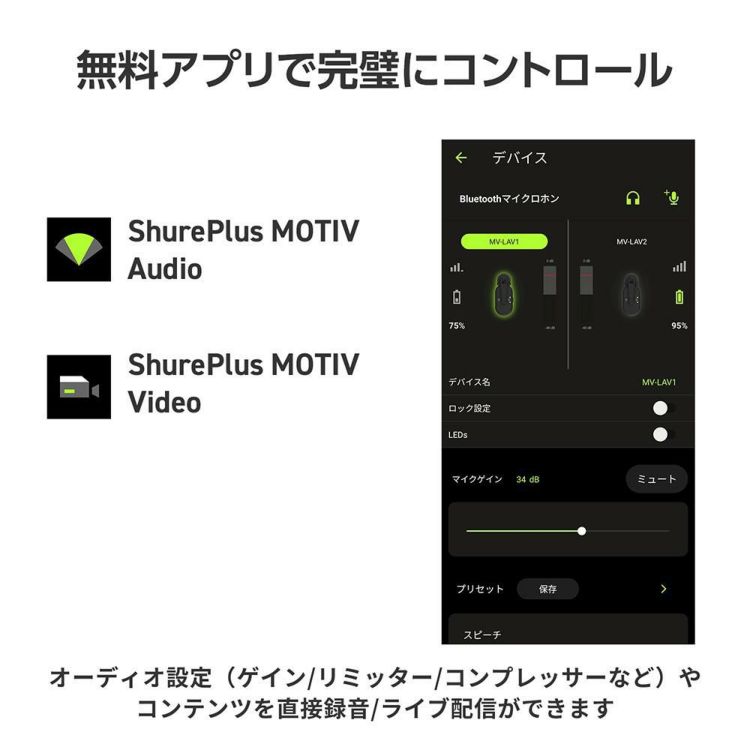 Shure シュア MoveMic Two クリップオン・ワイヤレスマイクロホン MV-TWO-J-Z6