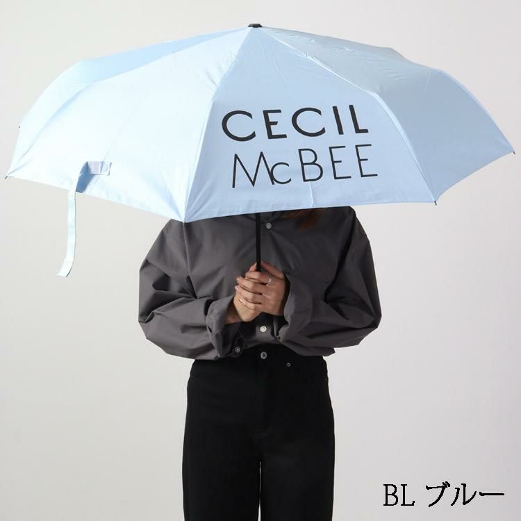 セシルマクビー グリーン CECIL McBEE green UV晴雨折りたたみ傘 ロゴプリント 雨傘 日傘 UVカット 撥水加工 遮光率100％ ゴルフ CGS2350UM