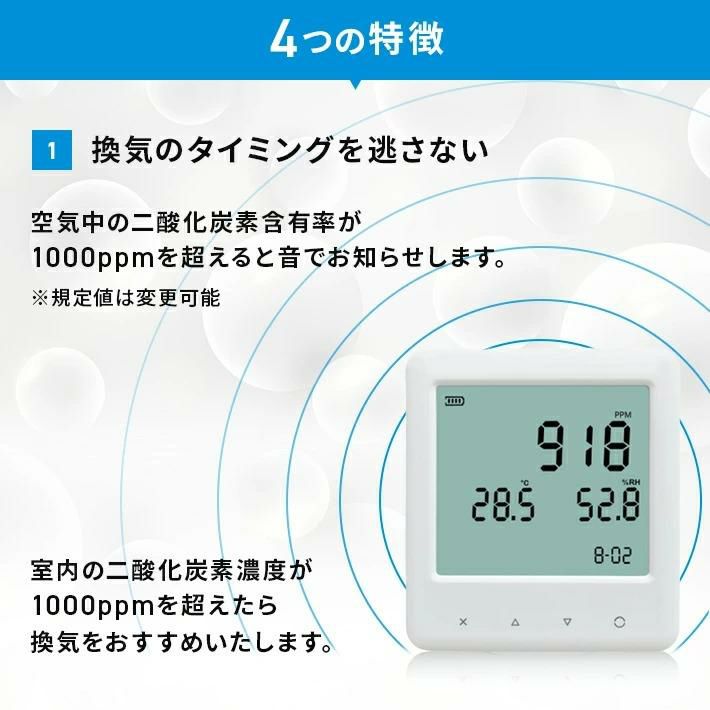 2way電源安心セット/2台まとめセット  和光電気 二酸化炭素濃度測定器 エアモニター  WD-AM01＆電池＆液晶用ティッシュ  CO2センサー/CO2モニター