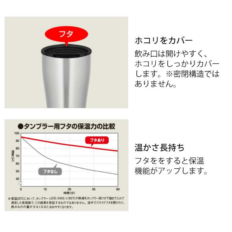 サーモス 真空断熱タンブラー 340ml ＆専用フタ＆底カバー3点セット THERMOS JDE-341C＆JDE Lid＆JDE Bottom Cover  保温・保冷  食器洗い機可