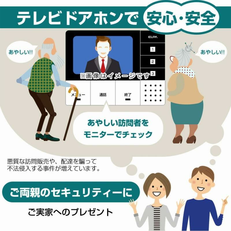 DECTワイヤレステレビドアホン ポータブルセットELPA DHS-SP2020 セキュリティ 防犯 配線工事不要 インターホン エルパ