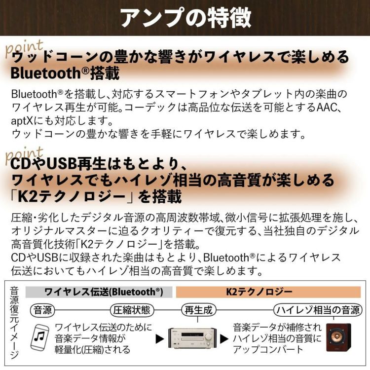 Victor ビクター  コンパクトコンポーネントシステム WOOD CONE コンポ Bluetooth対応 木の振動板 EX-HR99 ラッピング不可