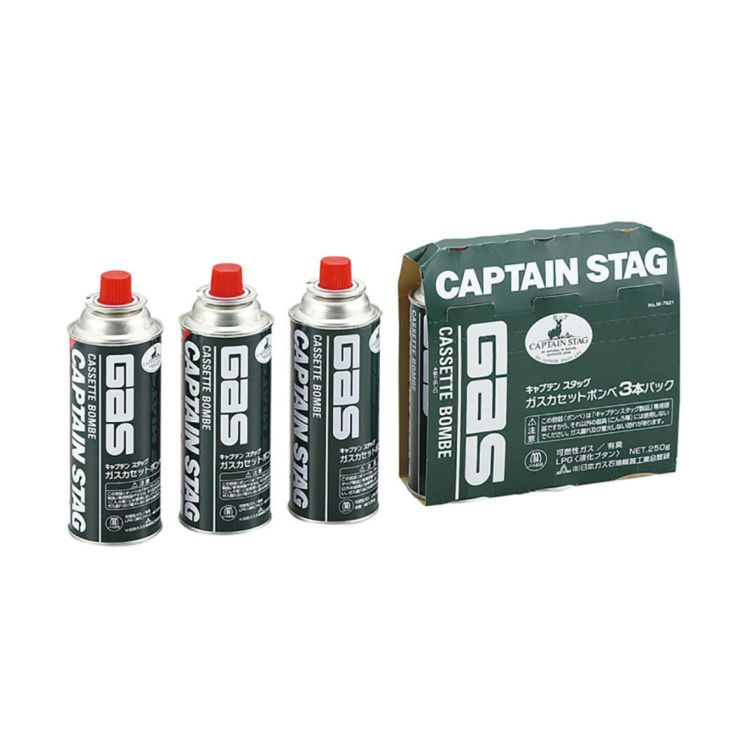 キャプテンスタッグ ウインドブレイク カセットコンロ  ジュニア  ＆ ガスカセットボンベ  3本パック  セット  UF-31 ＆ M-7621