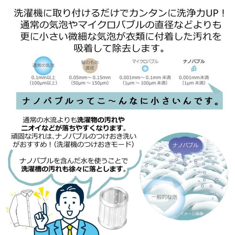 レビュー特典あり 日本電興 ナノバブル発生キット 全自動洗濯機用 ND-NBZS クロスセット