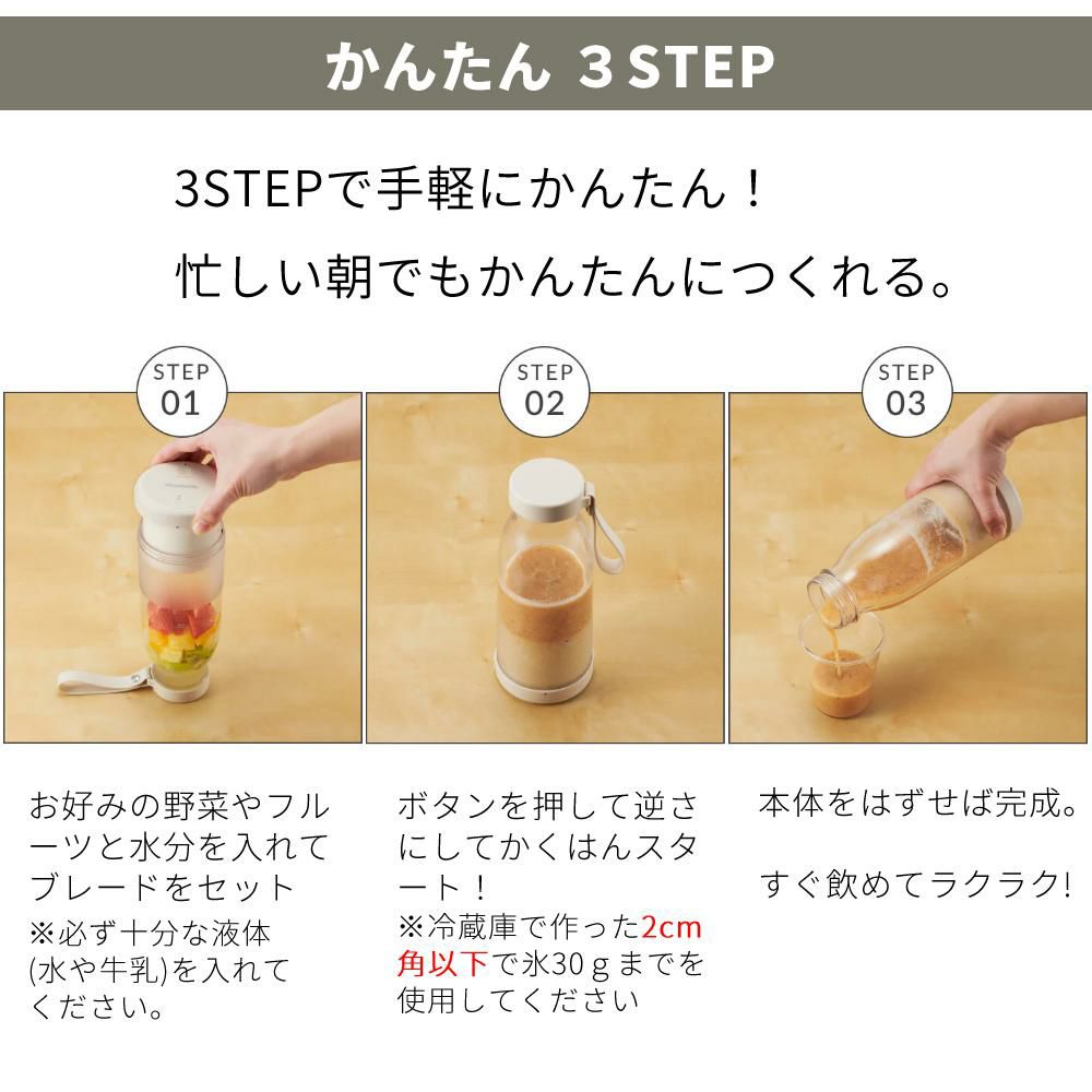 ビタントニオ コードレスマイボトルブレンダー 300ml 充電式 VBL-2000 ミキサー