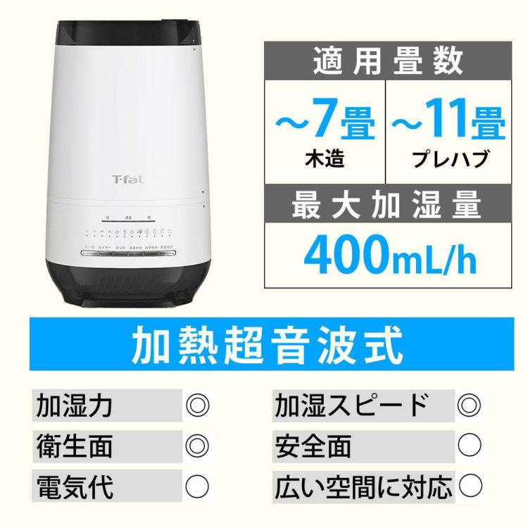 T-fal ティファール 加熱超音波式加湿器 スチーム アンド ミスト ホワイト 4.0L HD3040J0  ラッピング不可