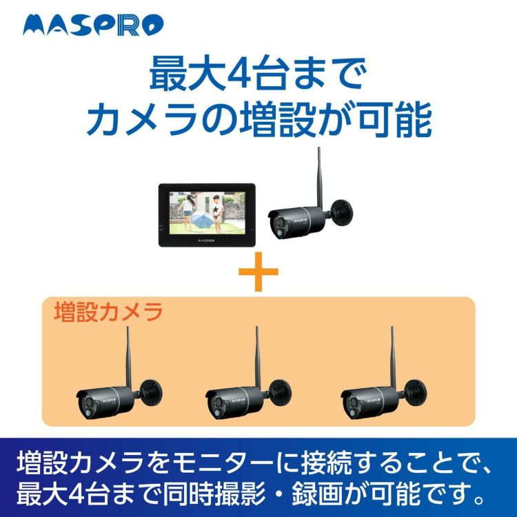 最大4台までカメラの増設が可能