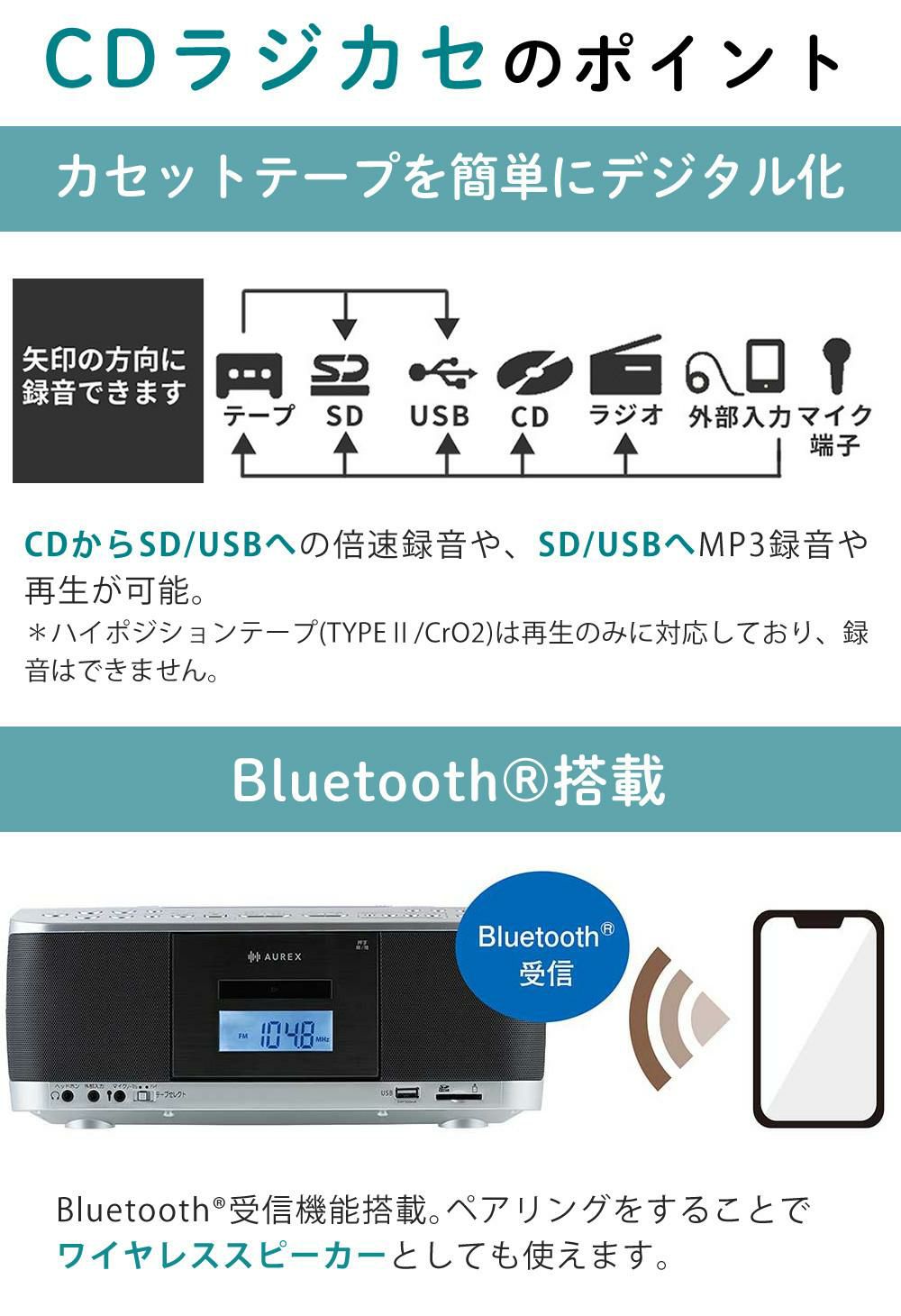 東芝  CDラジカセ シルバー TY-CDX92 S   SDカード32GB付き 2点セット ラッピング不可