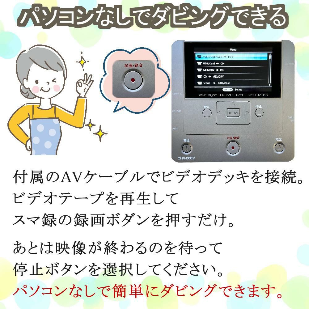 とうしょう メディアレコーダー パソコン要らず 録右ェ門2スマ録　DMR-0820 ＆ HDMIケーブル 3m ＆ クロス付き 3点セット