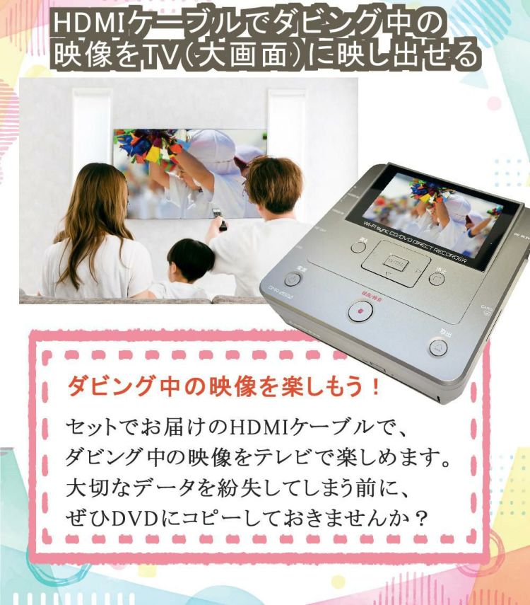 とうしょう メディアレコーダー パソコン要らず 録右ェ門2スマ録　DMR-0820 ＆ HDMIケーブル 3m ＆ クロス付き 3点セット