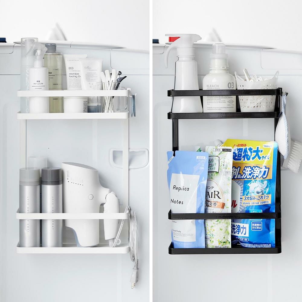 レビューでプレゼント 山崎実業 タワー 洗濯機横マグネット収納ラック 2段 ホワイト ブラック 1800 1801