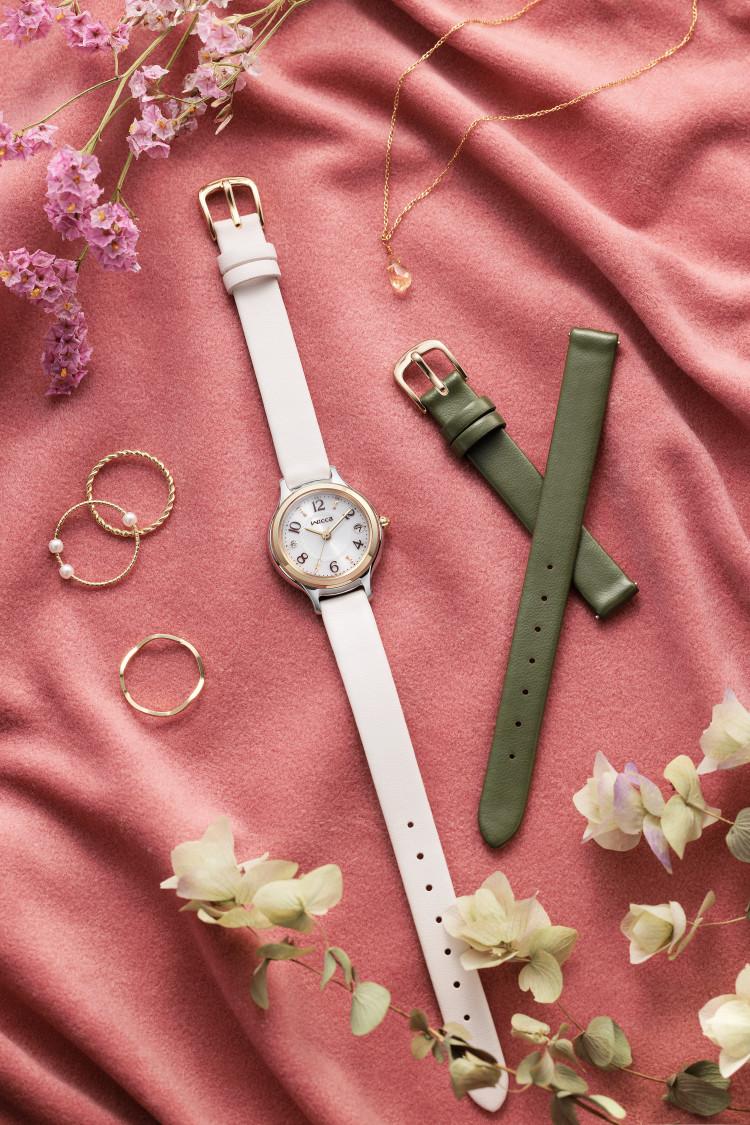 シチズン ウィッカ 腕時計 ソーラー電波 合成皮革バンド 限定モデル ホワイト レディース 国内正規品 KS1-937-11