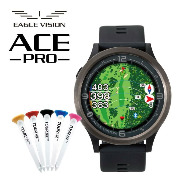 イーグルビジョン ACE PRO エースプロ ゴルフティー付きセット タッチパネル 軽量 EV-337BK ブラック