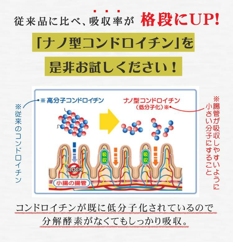 3袋まとめ コンドロイチン サプリメント NANOMEDICA ナノメディカ 高吸収性 ナノ型コンドロイチン 丸共バイオフーズ メール便可：2点まで  ラッピング不可