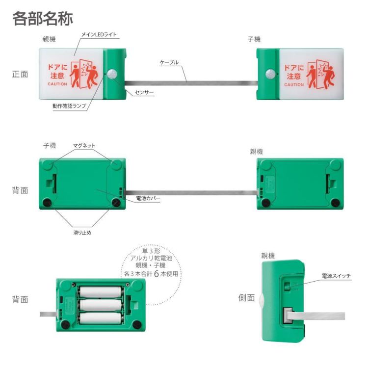 キングジム TAL15 扉につけるお知らせライト 有線タイプ 電池付き3点セット TAL15-G TAL15-LG