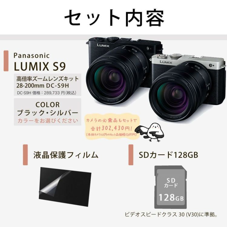 パナソニック ミラーレスカメラ LUMIX S9 28-200キット DC-S9 高倍率ズームレンズキット SD＆アダプタ等5点セット