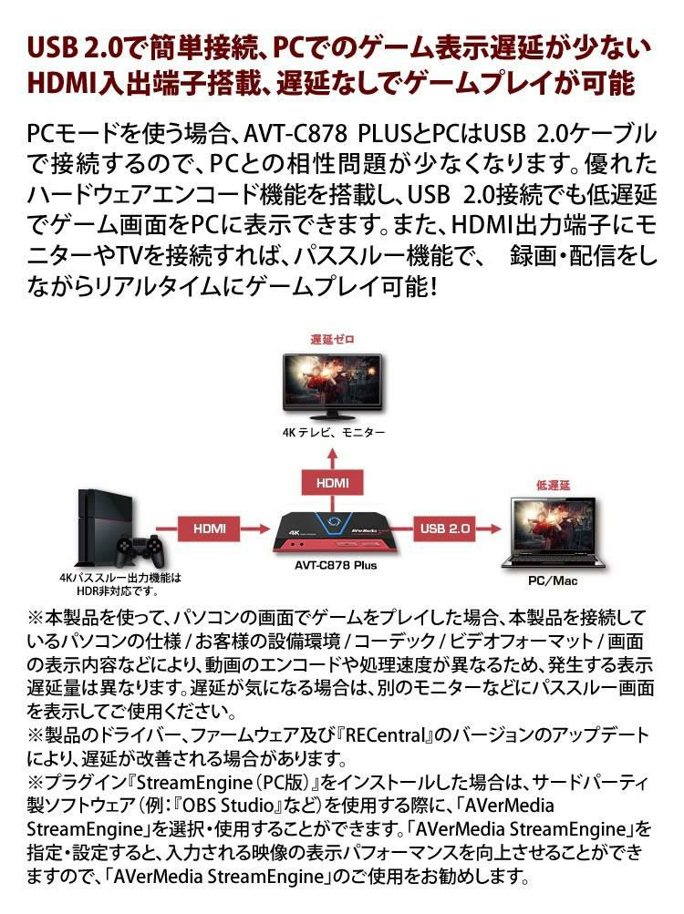 アバーメディア Live Gamer Portable 2 PLUS ゲームキャプチャーデバイス AVT-C878 PLUS HDMIケーブル 2m セット