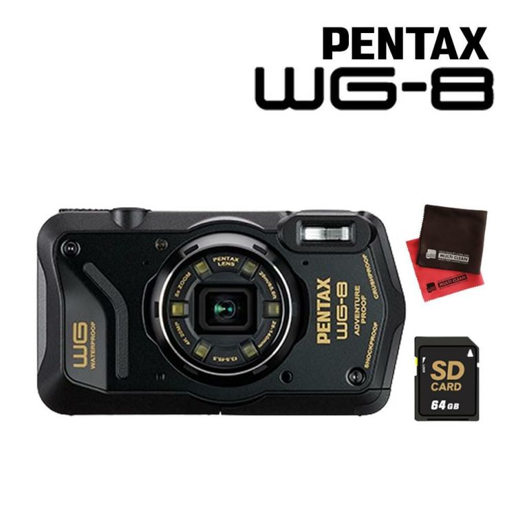 PENTAX WG-8 コンパクトデジタルカメラ ブラック SDカード＆クロスセット