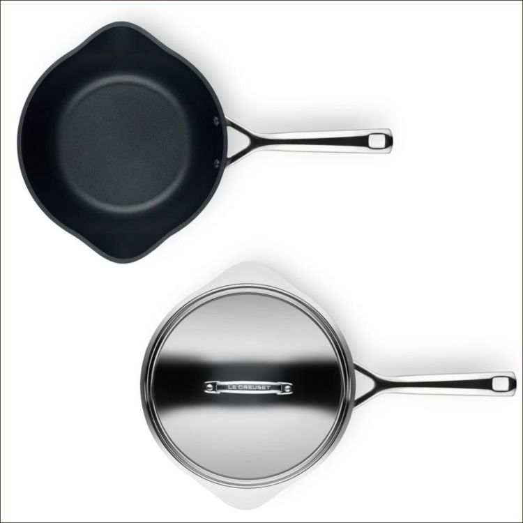 ル・クルーゼ TNS シェフズパン・ダブルスパウト 24cm NC  フタ付き  ルクルーゼ lecreuset 深型 フライパン ノンスティック加工 直火 IH オーブン対応 食洗機対応