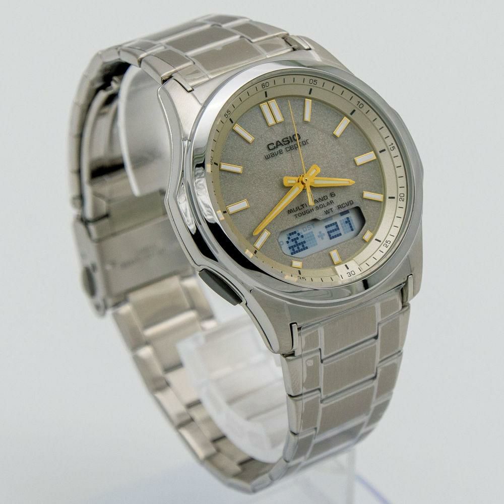 選べる特典付  カシオ ウェーブセプター ソーラー電波時計 メタルバンド ゴールド シルバー メンズ 国内正規品 WVA-M630D-9AJF