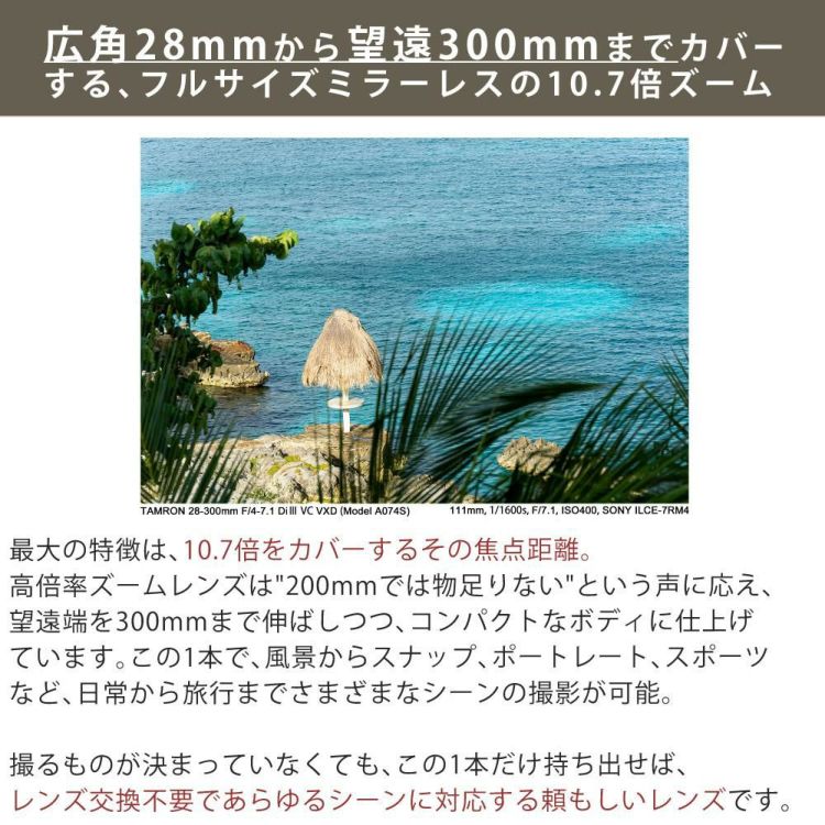 レビューでプレゼント タムロン 28-300mm F4-7.1 Di III VC VXD ソニーE用 A074S