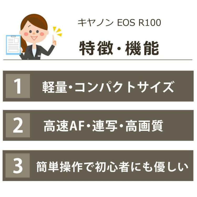 合計4点セット  キヤノン ミラーレス一眼カメラ EOS R100 レンズキット RF-S18-45 IS STM  6052C011