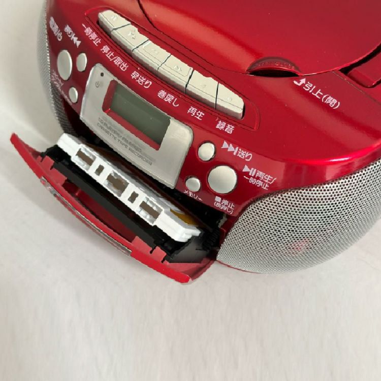 アイワ ラジカセ aiwa audio -G CRC1 GAA4-CRC0001 RD  レッド 単1電池 カセットテープ付き 3点セット