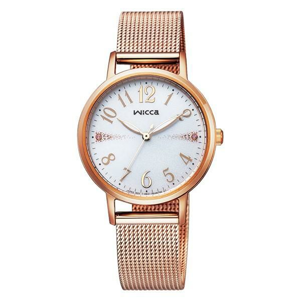 シチズン CITIZEN 腕時計 KP5-166-13  ウィッカ wicca レディース メッシュベルト ピンクゴールド ステンレスバンド ソーラー アナログ 国内正規品
