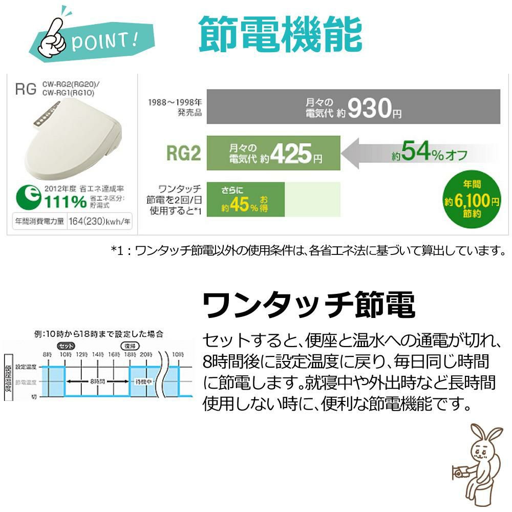 リクシル INAX 温水便座 CW-RG20/BN8 オフホワイト トイレクリーナー 軍手付き セット ラッピング不可