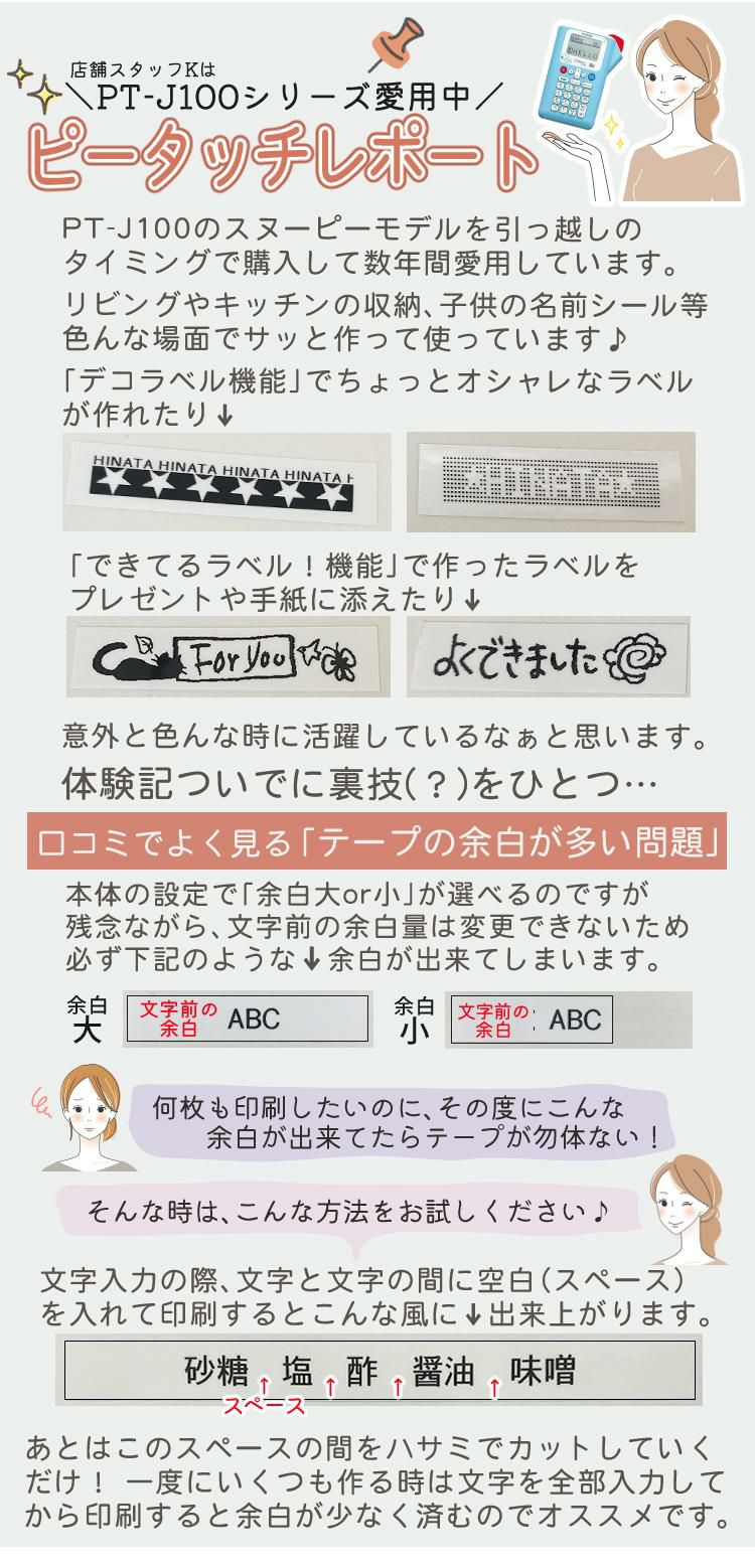 限定色あり  ブラザー ピータッチ ラベルライター PT-J100 ptJ100 6点セット  レビューで北海道米プレゼント