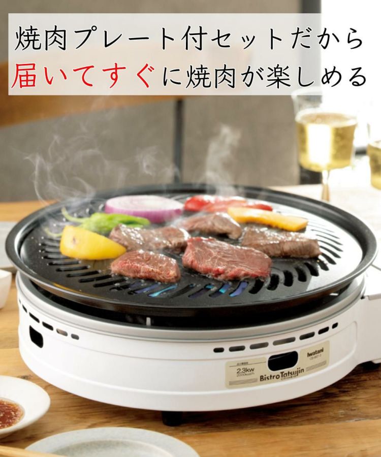 イワタニ ビストロの達人3 パールホワイト カセットフー CB-BST-3 焼肉プレート ふきん付き ３点セット