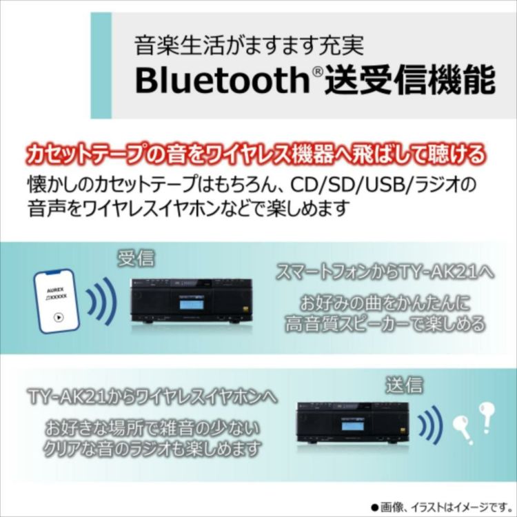 東芝 CDラジカセ ブラック TY-AK21 K  カセット60分 クロス付き 3点セット ラッピング不可