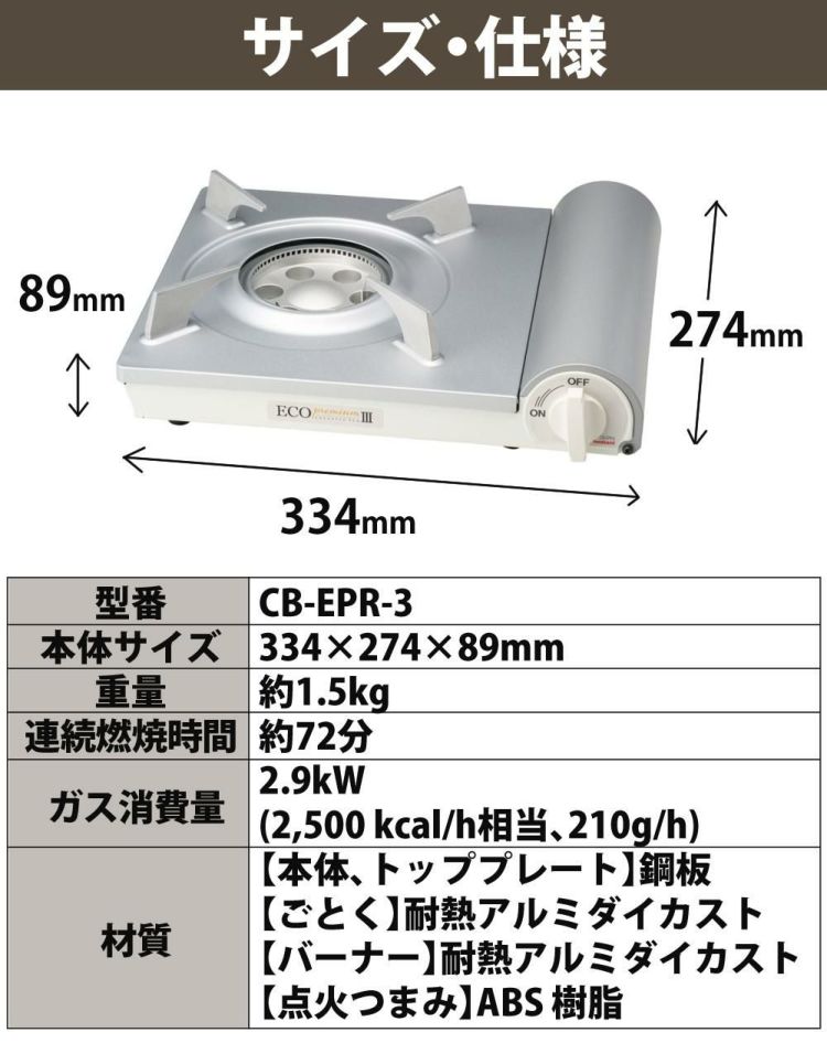 イワタニ カセットコンロ カセットフー エコプレミアム3 ホワイト CB-EPR-3 ラッピング不可