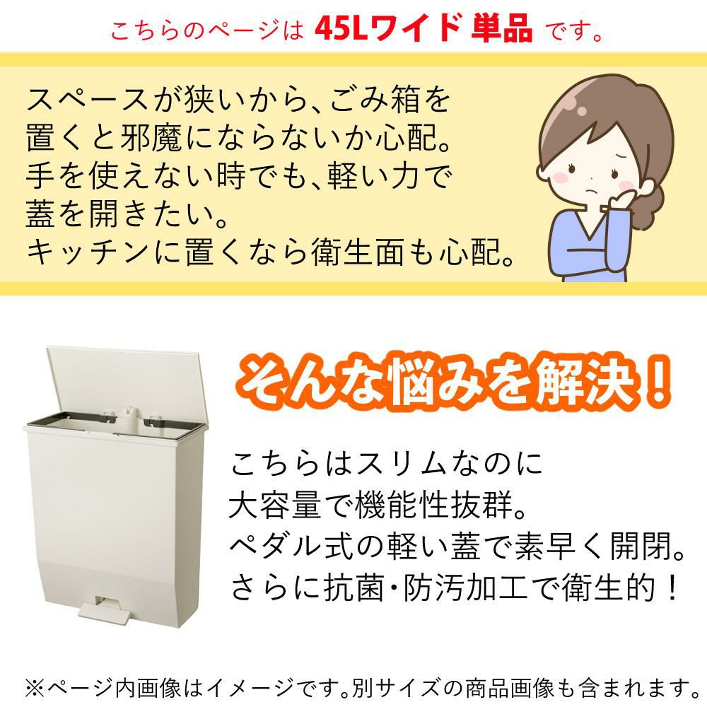 ゴミ箱 リス RISU SOLOW ソロウ ペダルオープンワイド 45L  ホワイト 179788/ブラック 179795   ラッピング不可
