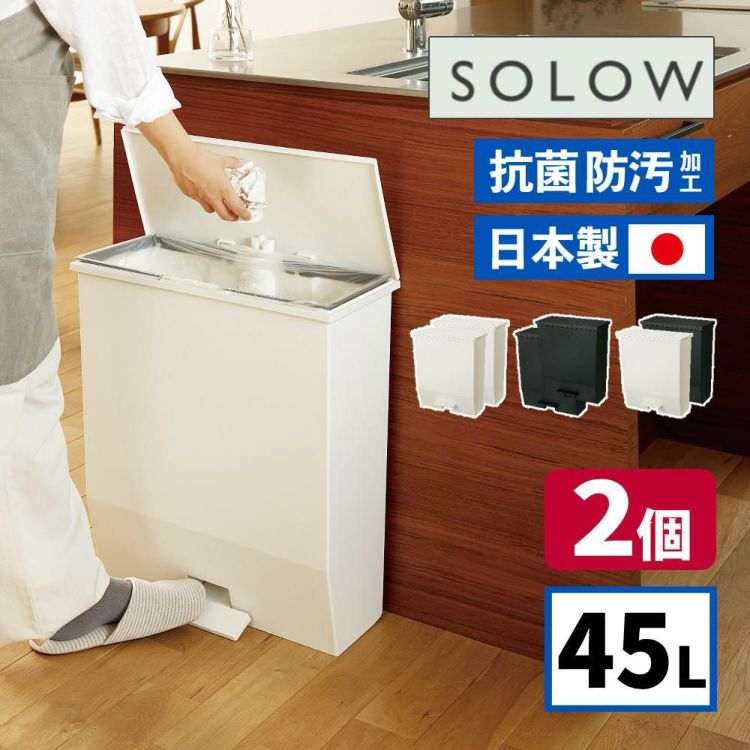 2個セット ゴミ箱 リス RISU SOLOW ソロウ ペダルオープンワイド 45L  ホワイト 179788/ブラック 179795   ラッピング不可