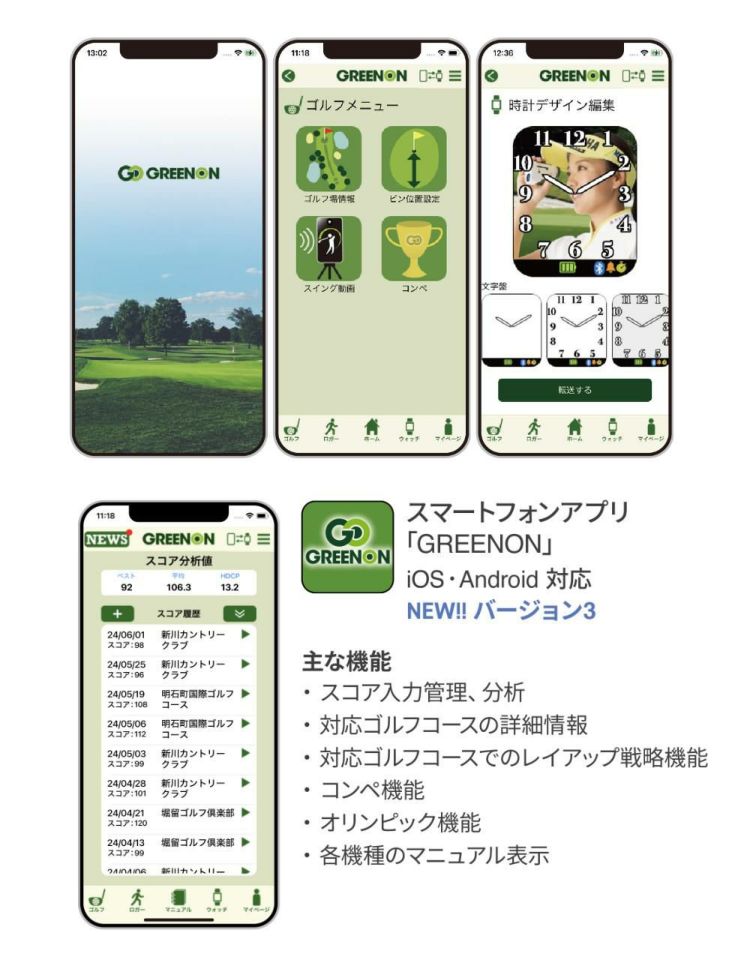 ボール付グリーンオン THE GOLF WATCH NORM GN301 ゴルフナビ GPS ナビ ラウンド用品 小物 アクセサリー Green On ザ ゴルフウォッチ ノルム GN-301