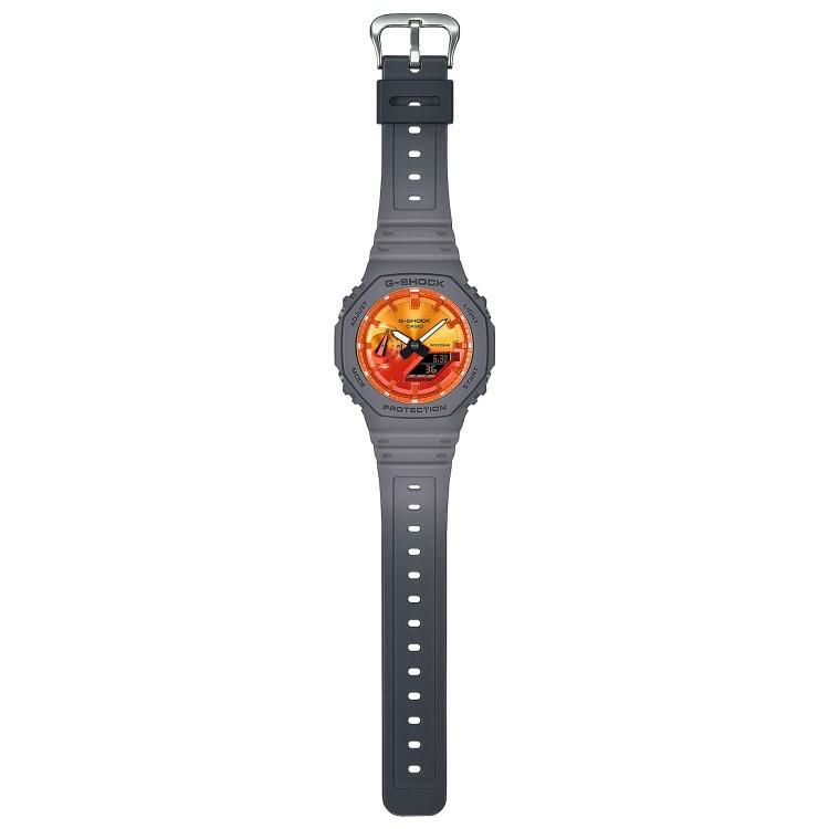 カシオ ジーショック 腕時計 Flame inside クオーツ 樹脂バンド 八角形 メンズ 国内正規品 GA-2100FL-8AJF