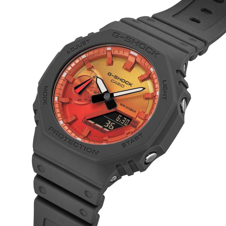 カシオ ジーショック 腕時計 Flame inside クオーツ 樹脂バンド 八角形 メンズ 国内正規品 GA-2100FL-8AJF