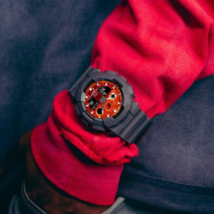 カシオ ジーショック 腕時計 Flame inside クオーツ 樹脂バンド メンズ 国内正規品 GA-100FL-8AJF
