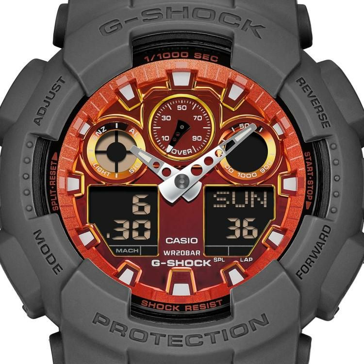 カシオ ジーショック 腕時計 Flame inside クオーツ 樹脂バンド メンズ 国内正規品 GA-100FL-8AJF