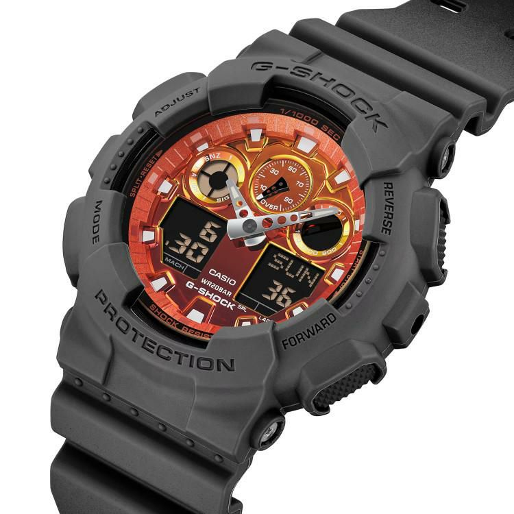 カシオ ジーショック 腕時計 Flame inside クオーツ 樹脂バンド メンズ 国内正規品 GA-100FL-8AJF