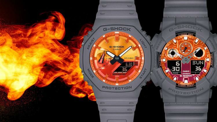 カシオ ジーショック 腕時計 Flame inside クオーツ 樹脂バンド メンズ 国内正規品 GA-100FL-8AJF
