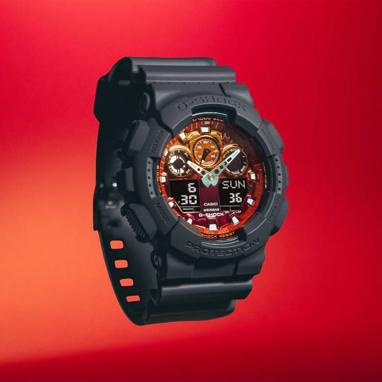 カシオ ジーショック 腕時計 Flame inside クオーツ 樹脂バンド メンズ 国内正規品 GA-100FL-8AJF