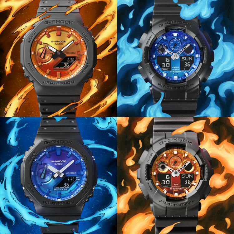 カシオ ジーショック 腕時計 Flame inside クオーツ 樹脂バンド メンズ 国内正規品 GA-100FL-8AJF