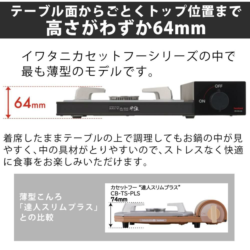 イワタニ カセットフー 雅SLIM 日本製 雅スリム カセットコンロ 卓上 こんろ CB-WA-64  鍋＆ふきんセット